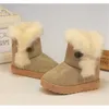 Enfants Bottes de neige hiver chaud épais épais épaisses enfants bottes en daim cuir avec fourrure garçons coton chaussures de coton sol solaire 4 couleurs LJ201104