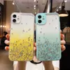 Bling folie glitter hårt pc tpu fodral för iPhone 12 mini 11 pro max xr xs max 8 7 6 plus stjärngradient transparent konfetti -paljettflingor omslag