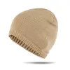 Cappelli autunnali e invernali di nuovo stile europeo e americano, colore puro, berretto di lana a maglia calda, protezione per le orecchie, puntale