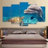 Home Decoration Posters Modern Wall Art 5 Pieces Animal Sea Turtles Pictures Framework Living Room HD Printed Landscape Painting LJ200908