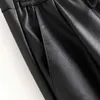 Pantalon taille haute élastique d'hiver femme pantalon en cuir pu noir femme harem pantalon joggers pantalon crayon streetwear pantalon femme 201106