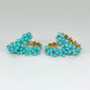 Boucles d'oreilles en forme de cerceau pour femmes, bijoux couleur or, ensemble de broches, pierre turquoise bleue, fleur, nouvelle mode printemps 2021