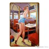 2021 Sexy Lady Car Poryclycle Airplane with Pin Up Girls Metal Tin Signs Vintage Poster Art Painting Pub Bar Home Wall Decor 7452926