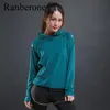 Gymkläder Ranberone Women039S LongSleeved Tshirt tröja tunn andningsbar fitness sportkläder fast färg huva storlek S2XL 6314500