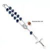 Blue Crystal Różaniec Bransoletka Krzyż Kobiety Katolickie Prezenty Biżuterii