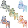 Ins Baby Clothing Autumnand Winter Tie Dye Gold Velvet Long-Sleeved Ears Hooded Sweater + Pants 2Pcs/Sets Infants Clothes