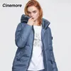 CINEMORE Winter neue Damen übergroße lässige Baumwolljacke schwarzes Hemd lange Damen Kapuze Winter warm biologischer Flaum 9980 201217