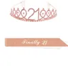 Queen Girl Birthday Satin Shoulder Strap Princess Crown Party Etiquette Belt Birthday Girl Sash Party Decoration Supplies