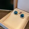Dangle ljuskrona lyx blå kristall örhängen för kvinnor personlighet enkla temperament öronen bijoux