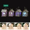 Candle light Christmas Wood House Christmas log cabin Hangs Wood Craft Kit Puzzle Toy Home Christmas Decorations gift