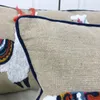 Capa de almofada de alpaca fofa cofre de bordado bege com borlas para sofá de sofá, leito retângulo decorativo 30x60cm Y2001031307919
