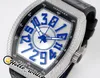 ABF Ny Crazy Hour Vanguard V45 3d Art Deco Mark Blue Dial CZ02 Automatisk Mens Watch 316L Steel Diamond Case Leather Black Inner Hello_Watch