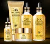 24K Gold Skin Care Set 5 PCS With Box Face Essence Cream Facial Cleanser Kit For Womens