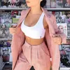 BeAvant Streetwear Rose Mode Blazer Pantalon Femmes Printemps Automne Manches Longues Blazer Manteau Élégant Femme Bureau Blazer Bas T200828