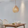 Lampes suspendues en bois modernes E27 nordique en bois goutte d'eau suspension Loft lampes suspendues salle à manger éclairage à la maison décor