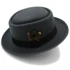 Szerokie brzegowe czapki moda mężczyźni poczuli czapkę wieprzowiny dla chłopaka kruszonego ha jazz Walter Dad Fedora Size 58cm1