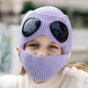 Jungen Mädchen Wintermütze Outdoor Winddichte Brille mit Maske Wintermützen Gehörschutzkappe Kinder Warme Mützen Caps 2898302