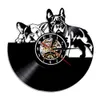 Bouledogue français Record horloge murale Design moderne animalerie décor chiot horloge murale Relogio De Parede bouledogue amoureux cadeau 2012025514426