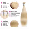 Blondebundels met frontaal steil haar 613 Bundels met frontale sluiting Brazilian Hair Weave Bundels 13x4 HD Kant Frontaal2871104