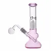 10 5 inch Pink beaker bongs hookah shisha 4-Arms Tree filter recycler oil rig bong with 14mm male glass oil burner pipe and downst304O