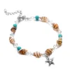 Enkelarmbanden Womens Starfish Natural Shell Charm Turquoise Barefoot Sandals Foot Chains Anklets