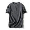 男性Tシャツの夏の男性コットンTシャツカジュアル半袖中国スタイルヴィンテージvネックティープラスサイズ特大の黒い白いトップ220224