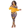 Femmes deux pièces jogging costumes à manches longues camouflage vêtements de sport survêtement imprimé tricoté mode décontracté grande taille