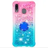 Bling Vloeibare Zand diamanten ring gevallen beugel Gradiënt Drijfzand telefoon case Voor 15 14 13 12 en J6 A6 Plus a20 cover