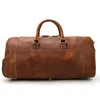 Duffel Tassen Outdoor Crazy Horse Leather Travel Bag Men's echte handtas retro schouder diagonale bagage met schoenpositie7731