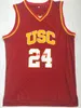 24 Brian Scalabrine Men Jersey South California USC Jersey College Herr Basketball Jerseys Red Sports Jersey