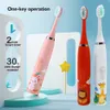 Cartoon Deseing Children's Electric Toothbrush Dzieci 3 do 15 lat Pielęgnacja czyszczenia Bakterie Doustne 6 Wymiana Szczotki Głowice USB Ładowanie