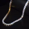 Cuban link chain Gold Necklace Crystal Tennis Hip hop 5mm Zircon Sliver Copper Material 18inch 20inch 24inch 30inch Top Men's Jewelry