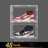 Mıknatıs Tasarım Büyük Boy Şeffaf Plastik Ayakkabı Kutusu AJ Sneakers Toz Geçirmez Ayakkabı Saklama Kutusu Çevirme Ayakkabı Kutuları İstiflenebilir Ayakkabı Organizatör Kutusu