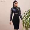 Adyce 2020 New Winter Sequined Long Sleeve Bandage Dress Sexy Bodycon Club Black Celebrity Evening Runway Party Dresses Vestidos LJ200910
