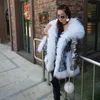 Mulheres inverno jaqueta longa prata quente parkas mongolia pele de ovelha pato para baixo casaco parka 200922