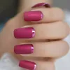Valse nagels fuchsia sexy medium vinger matte dame romantisch chic nep nagel vierkant volledige cover eenvoudige manicure accessoires prud22