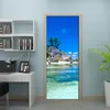 Blue Sky White Clouds Island Landscape 3D Door Sticker Photo Wall Paper vardagsrum sovrum vattentäta dörrklistermärken heminredning 201009