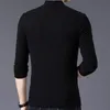 Browon Marka 2022 Stil Pamuklu Erkekler T-Shirt Uzun Kollu Tişört Erkekler Düz Renkli Fermuar Baskı Yakalı Büyük Boy Tişört 220224