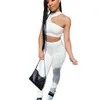 Frauen Schlank Trainingsanzüge Zwei Stück Hosen Set Sexy aushöhlen Crop Top Bodycon Leggings Anzug Damen Zipper Split Bodysuit Clubwear