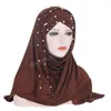 Muslimska en bit pärlor wrap hijab scarf eid islamisk kvinna huvud täcker bön turban sjalar huvudbonader