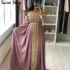 Caftan Morocco Evening Dresses White Abaya Dubai Formal Evening Gowns With Sleeves A Line Beaded Applique Prom Dress Muslim 2020 LJ201118