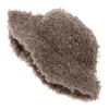 New Outdoor Warm Lamb Faux Fur Bucket Hat Black Solid y Fishing Cap Lovely Plush Warm Fisherman Hat Women Winter5475290