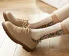Женские винтажные хлопковые носки девушки ретро зимние тепловые теплые носки для ботинков модный этнический стиль цветочный рисунок мягкий