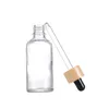 Transparent Glass Dropper Bottles For Essence Bamboo Glass Vials With Bamboo Lid For Cosmetic E Liquid Oil5291624