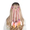 Tüy Saç Aksesuarları Kafa Hippi Kız Boho Çingene Hairband Başlığı Tüy Takı Yerli Şenlikli Saç Bantları