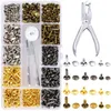 360 ensembles de Rivets à Double capuchon en métal 6/8mm, goujons ronds, Kits pour sac artisanal en cuir, ceinture, vêtements, chaussures, décor de collier pour animaux de compagnie