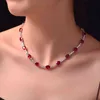 Poetry pendant 2021 European luxury red treasure color high carbon diamond necklace body S925 neck chain women's 16 inch
