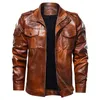 Veste en cuir d'hiver pour hommes New Men Casual Loose PU Vintage Bomber Jacket Thick Fashion Windbreak Coat Male Clothing 5XL 201218