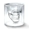 二重透明ガラスワイングラスクリエイティブスカル形の家庭用ウォーターカップキッチンバー供給無料DHL