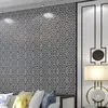 3D Non woven greek key Stripe Wallpaper Roll Home Decor Living Room Bedroom Wall Coverings Silver black Luxury Wall Paper3769315